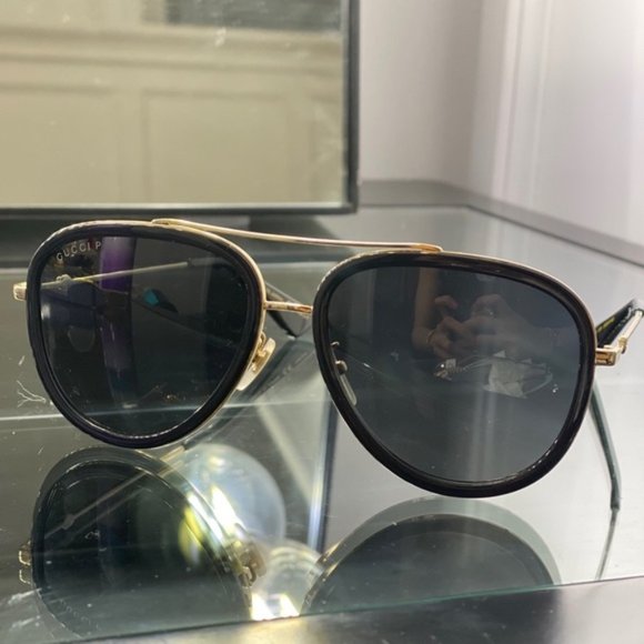 NEW GUCCI Polarized Rimmed Metal Black Sunglasses - Picture 7 of 7